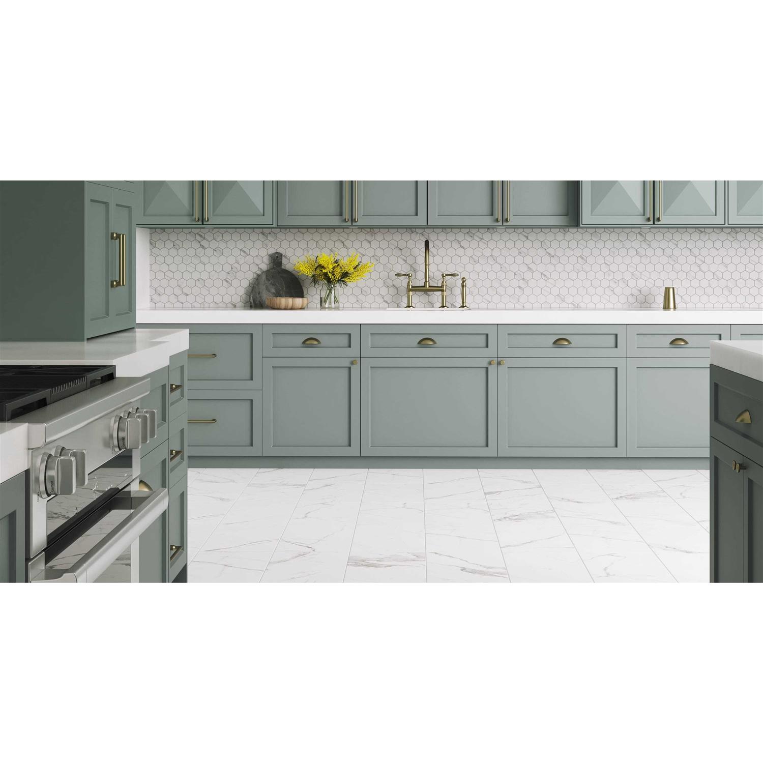 Satori Statuario 12-in x 24 Porcelain Marble Look Floor and Wall Tile 1001 - MT - Mrs Treak