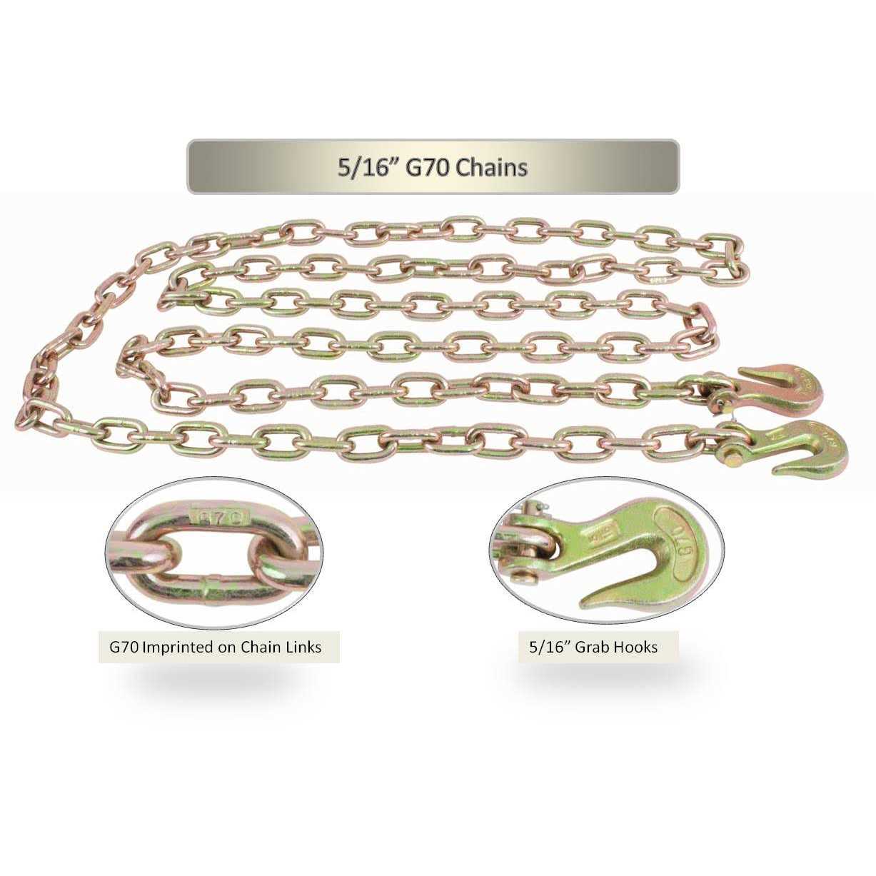 Mytee Products Grade 70 Binder Chain with Clevis Grab Hooks - Mrs Treak
