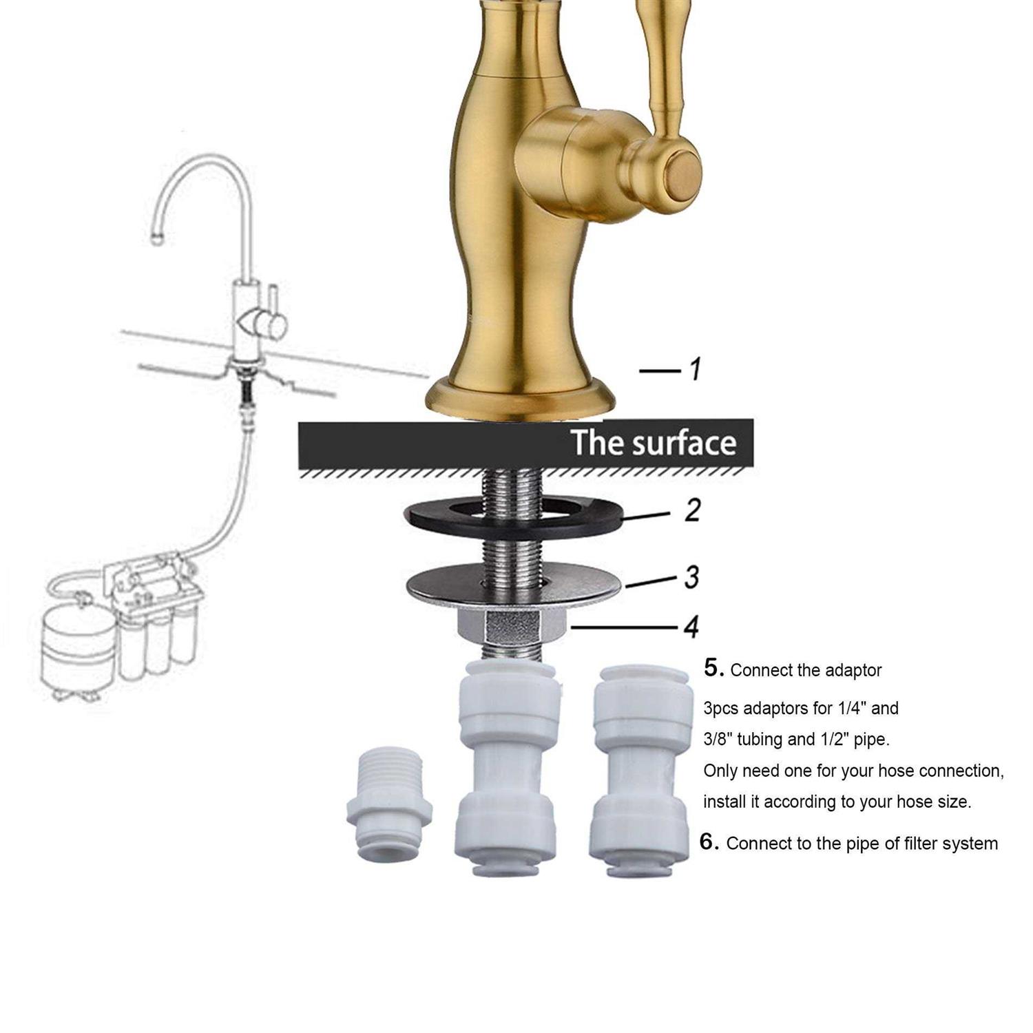 Delle Rosa Water Faucet Brass Drinking Water Purifier Faucet Commercial Water Filtration Faucet for Under Sink Water Filter System - MT - Mrs Treak