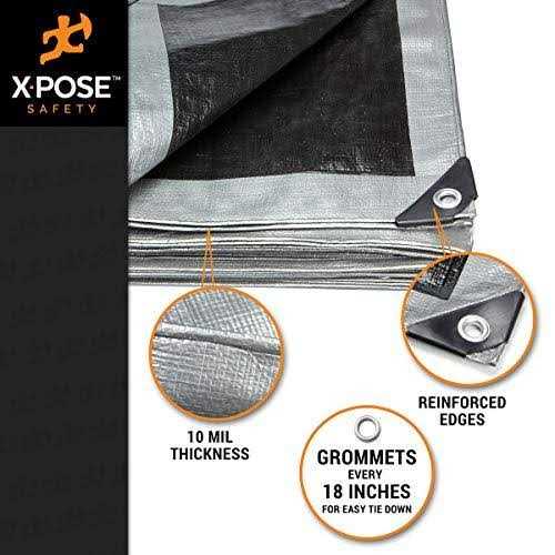 Xpose Safety Heavy Duty Poly Tarp 10 Mil Thick Waterproof, UV Blocking Protective Cover - MT - Mrs Treak