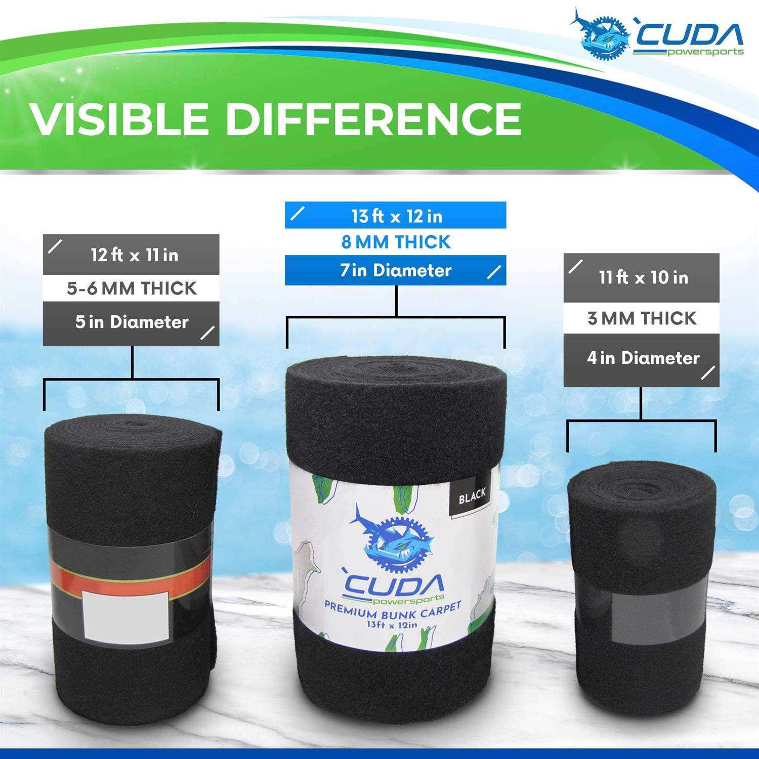 Cuda Powersports Cuda Boat Trailer Bunk Carpet Premium Marine Carpet Long 23oz - MT - Mrs Treak