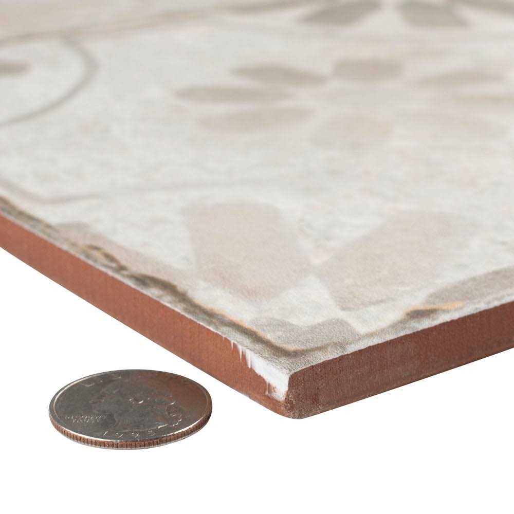 Merola Tile Kings Blume White 9-in x 9-in Matte Ceramic Encaustic Thinset Mortar Floor and Wall Tile - MT - Mrs Treak
