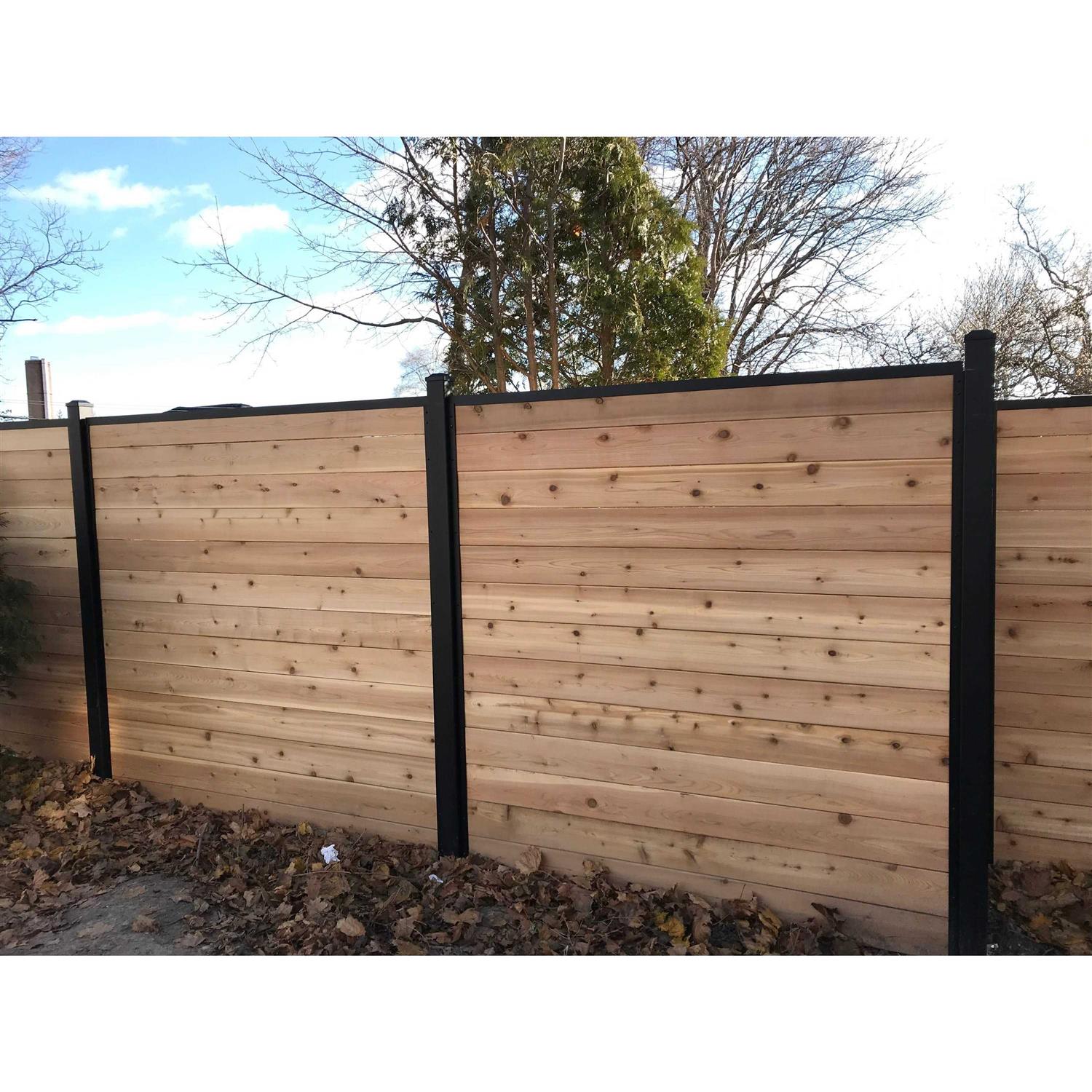 Slipfence 3-in x 3-in W x 9-ft H Aluminum Wood Fence Universal Post in Black - MT - Mrs Treak