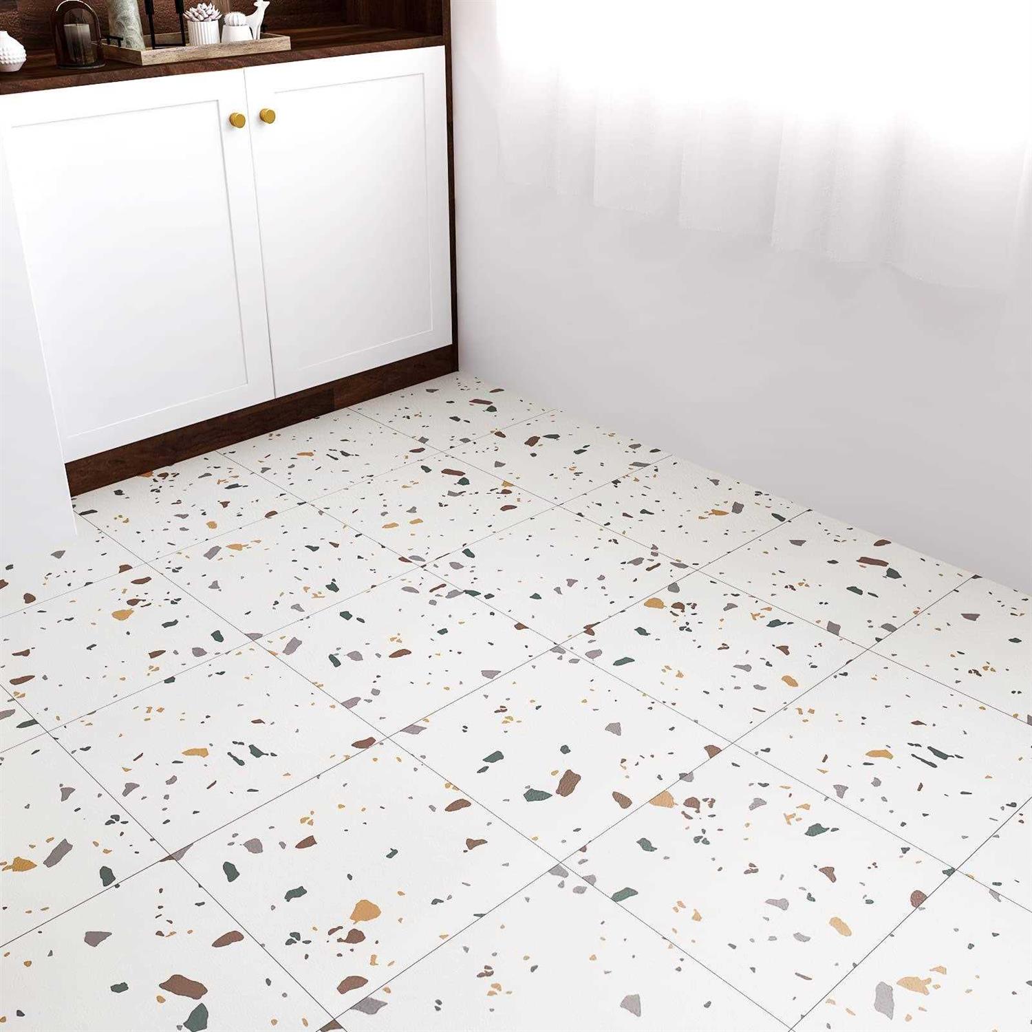 Westick Peel And Stick Floor Tile 12 x 12 Inch 20 Pcs White Marble Adhesive Vinyl Flooring Bathroom Self Stick on Floor Tiles Linoleum Laminate - MT - Mrs Treak