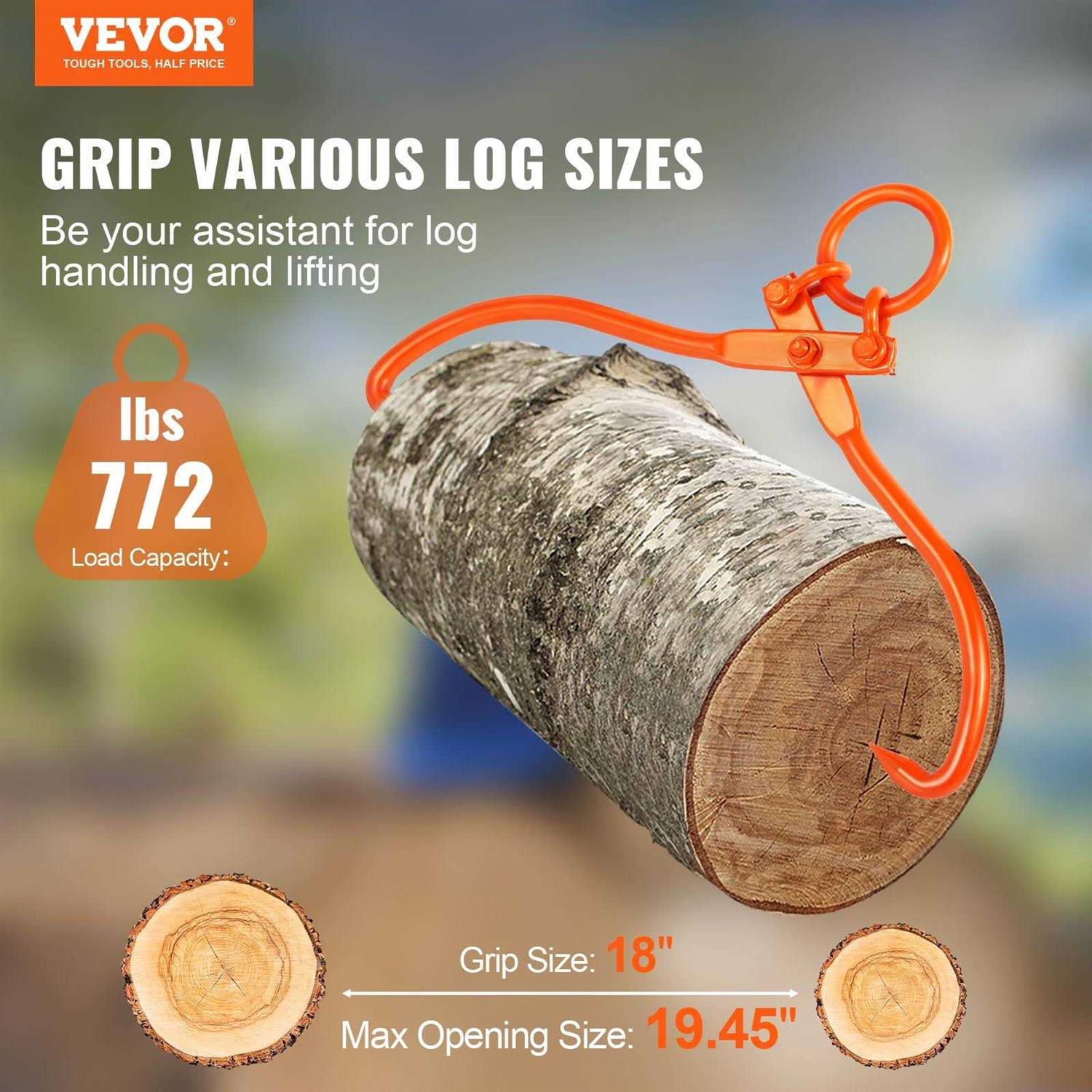 VEVOR Log Skidding Tongs 2 Claw Log Lifting Tongs Heavy Duty Steel Lumber Skidding Tongs - MT - Mrs Treak
