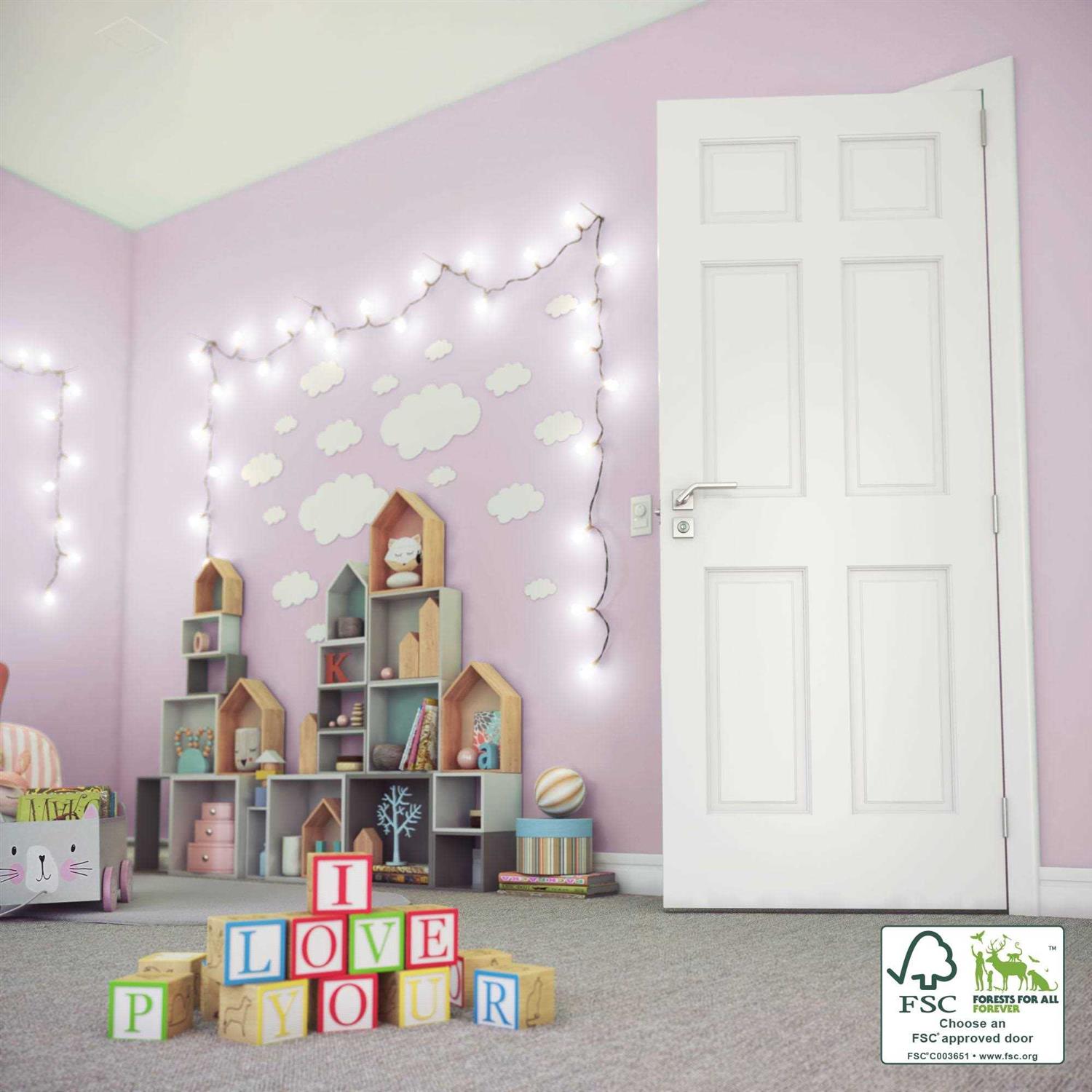 EightDoors 80 inch x 6 Panel Solid Wood Core Door - MT - Mrs Treak