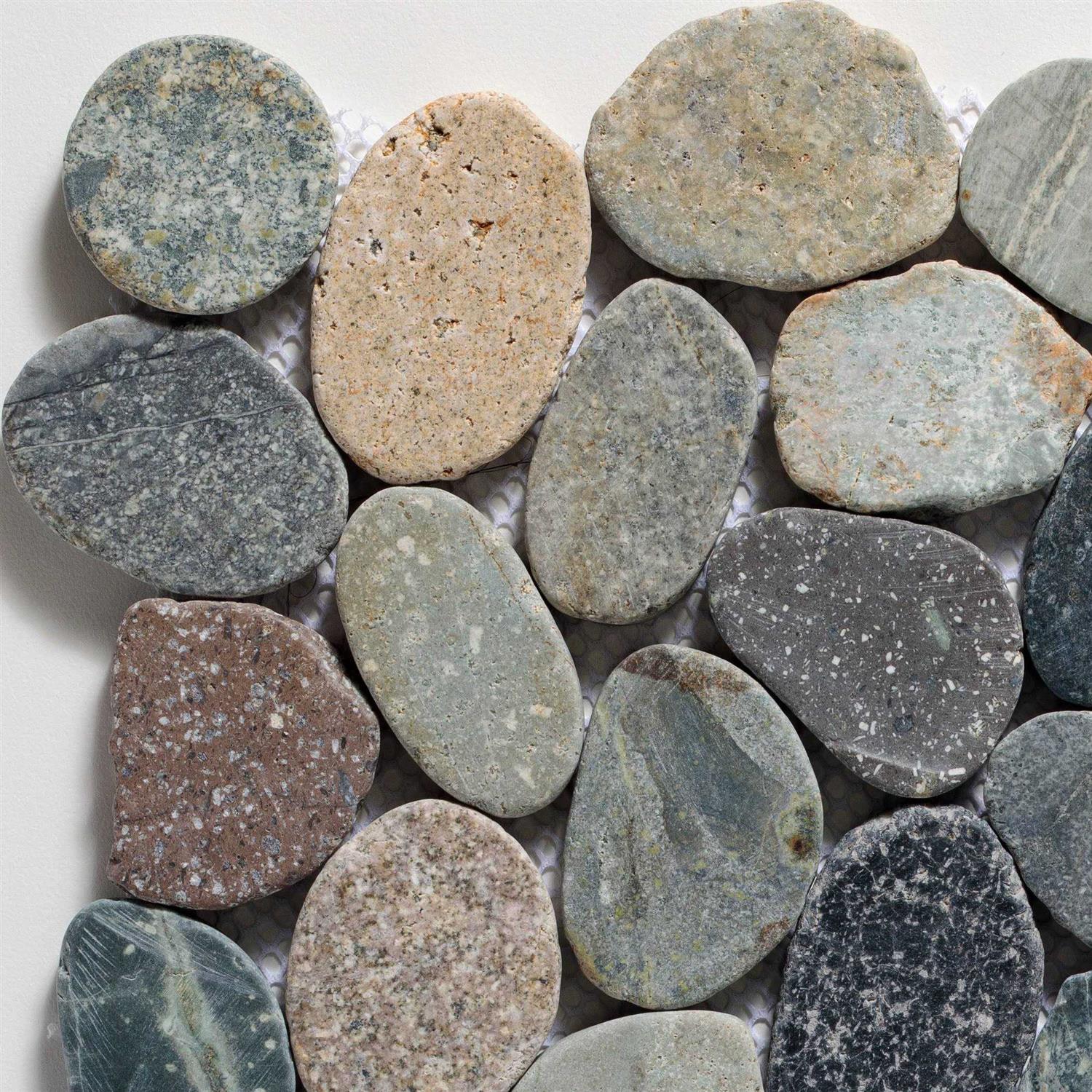 Tile Connection Pebble Marble Tile 11-1/4 in x 11-1/4 in x 9.5mm Mesh-Mounted Mosaic Tile - MT - Mrs Treak