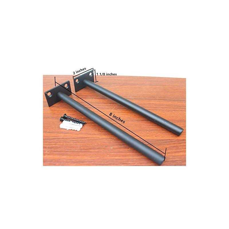MHMYDZ 8 Pcs Black Solid Steel Floating Shelf Bracket Blind Shelf Supports - MT - Mrs Treak