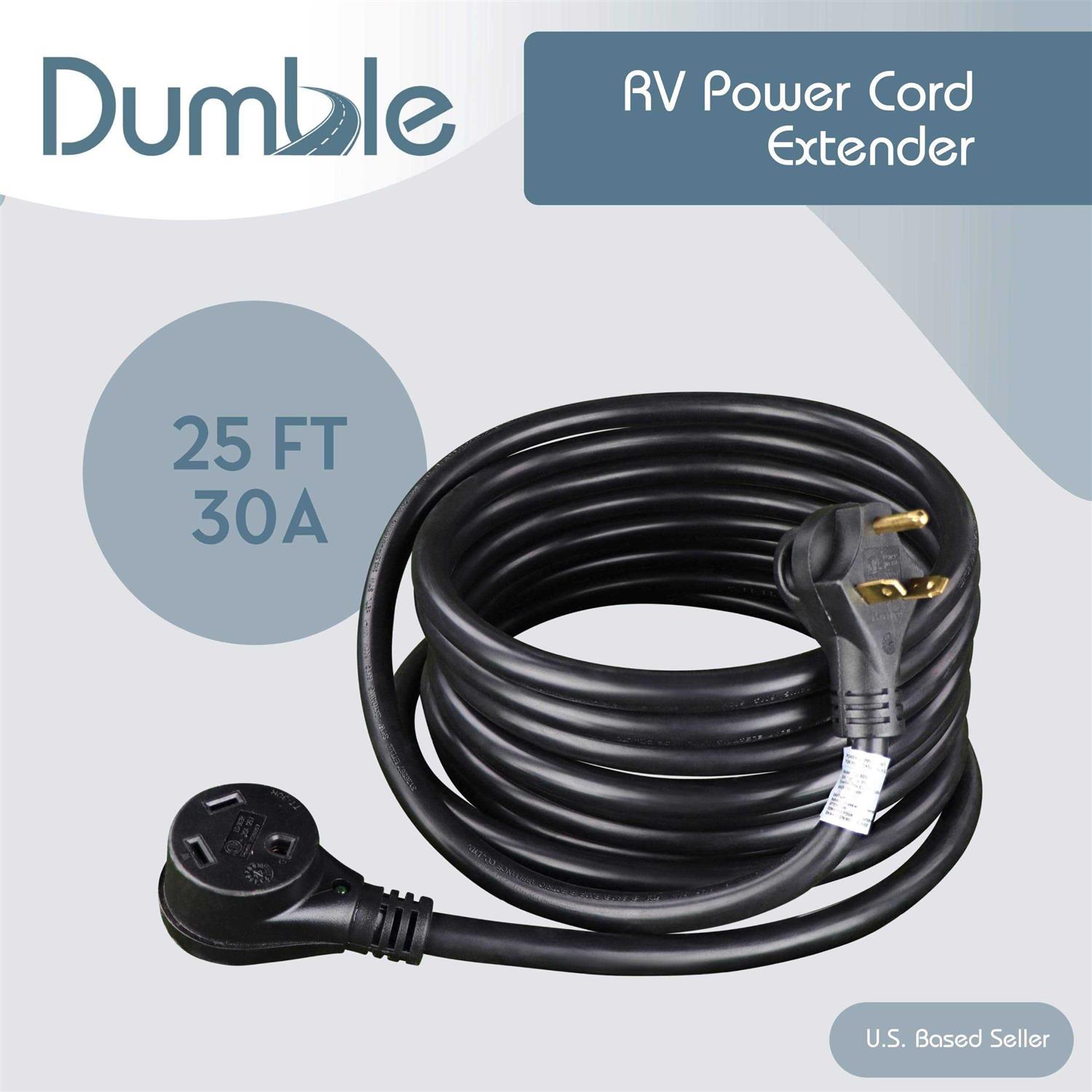 Dumble 30 AMP RV Power Cord w/ Indicator Light Camper Extension Cable - MT - Mrs Treak