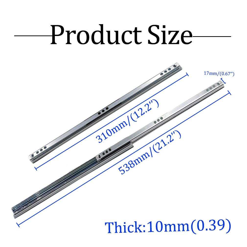 yoohey Metal Drawer Slides Ball Bearing Two Way Slide Track Rail 0.7 inch Wide - MT - Mrs Treak