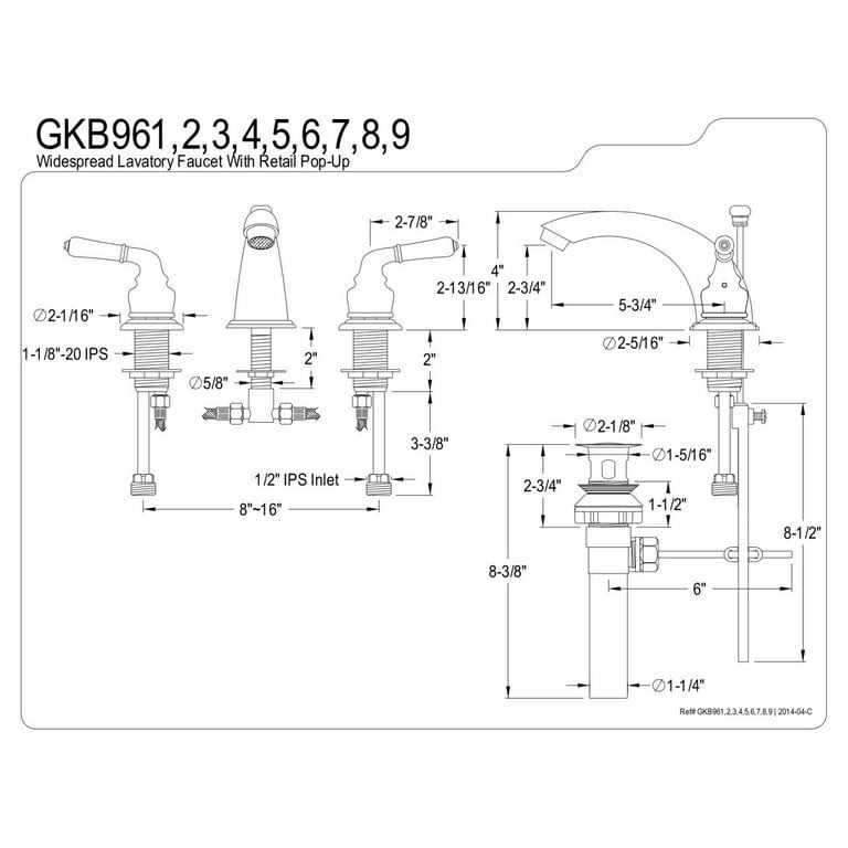 Kingston Brass GKB952 Magellan Mini-Widespread Bathroom Faucet - MT - Mrs Treak