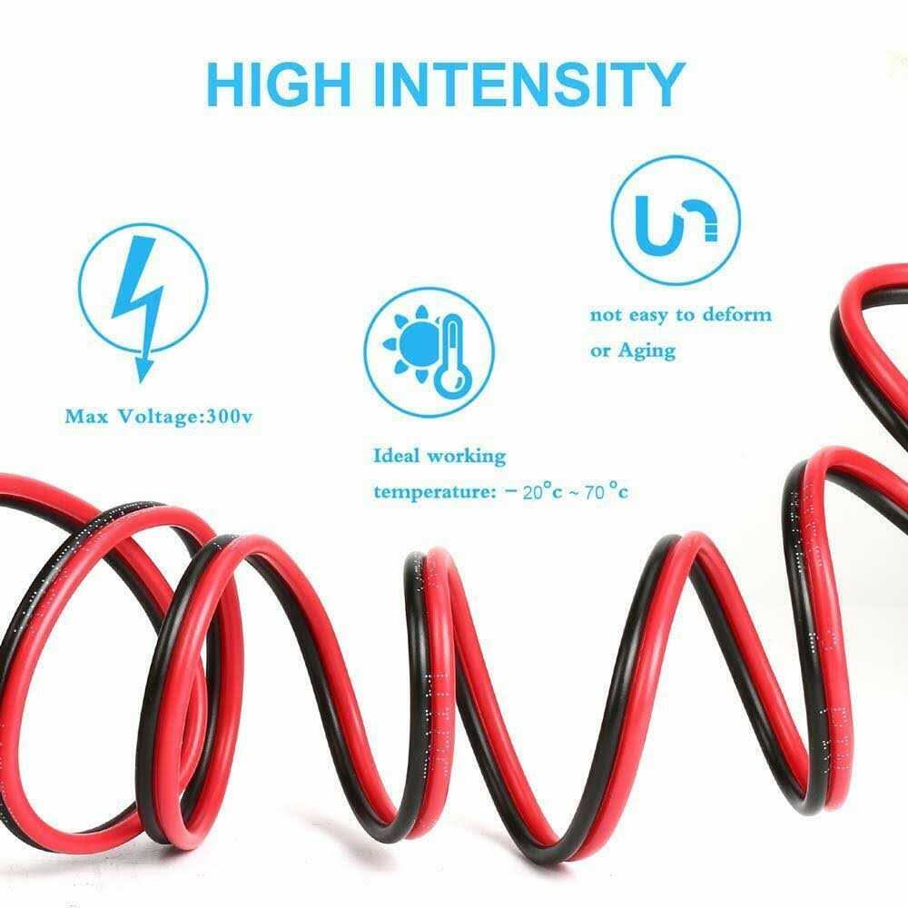 Tyumen 100ft Gauge 2pin 2 Color Red Black Cable Hookup Electrical Wire LED Strips Extension Wire 12v/24v DC Cable - MT - Mrs Treak