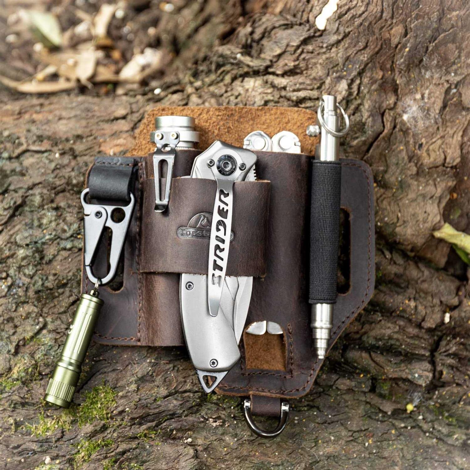 Topstache Leather Multitool Sheath,Edc Belt Organizer for Work And Daily Use,Leatherman Sheath,Edc Pocket Organizer for Flashlig - MT - Mrs Treak