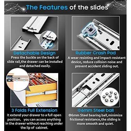 YENUO Heavy Duty Drawer Runners Slides with Lock 400 500 600 700 800 900 1000 Full Extension Ball Bearing Rails - MT - Mrs Treak