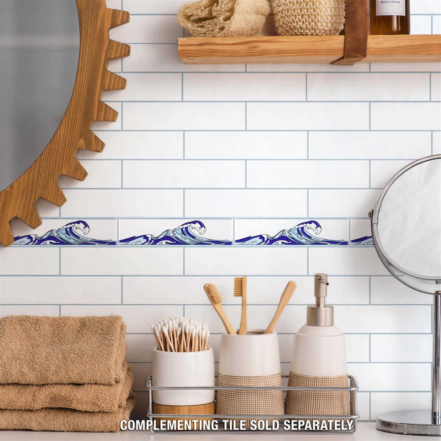 Merola Tile Tile Captain Kanagawa Wave 2 x 8 Glossy Ceramic Specialty Trim - MT - Mrs Treak