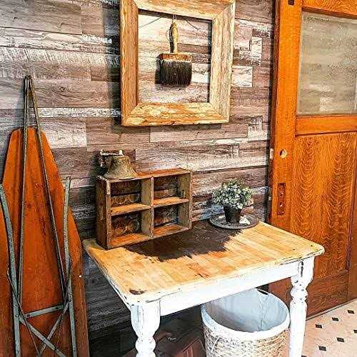 Urban Decor MagicWood Urban Decor Vinyl Wall Panels with Vintage Farmhouse Wood Pattern, Easy Peel and Stick self Adhesive Tiles for Kitchen Island Bedroom Doorways - MT - Mrs Treak