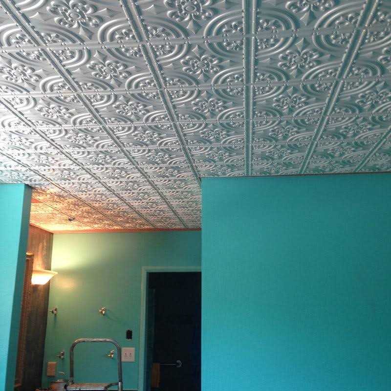 From Plain To Beautiful In Hours Wrought Iron 2 ft. x 2 ft. Glue up PVC Ceiling Tile - MT - Mrs Treak
