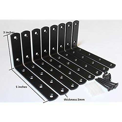 Mhmydz 4 Pcs Black Steel Heavy Duty’L’ Corner Brace Joint Angle Bracket Shelf Bracket Wall Hanging with Screws 125mmX75mm/5 InchX3 Inch Decorative Cor - MT - Mrs Treak