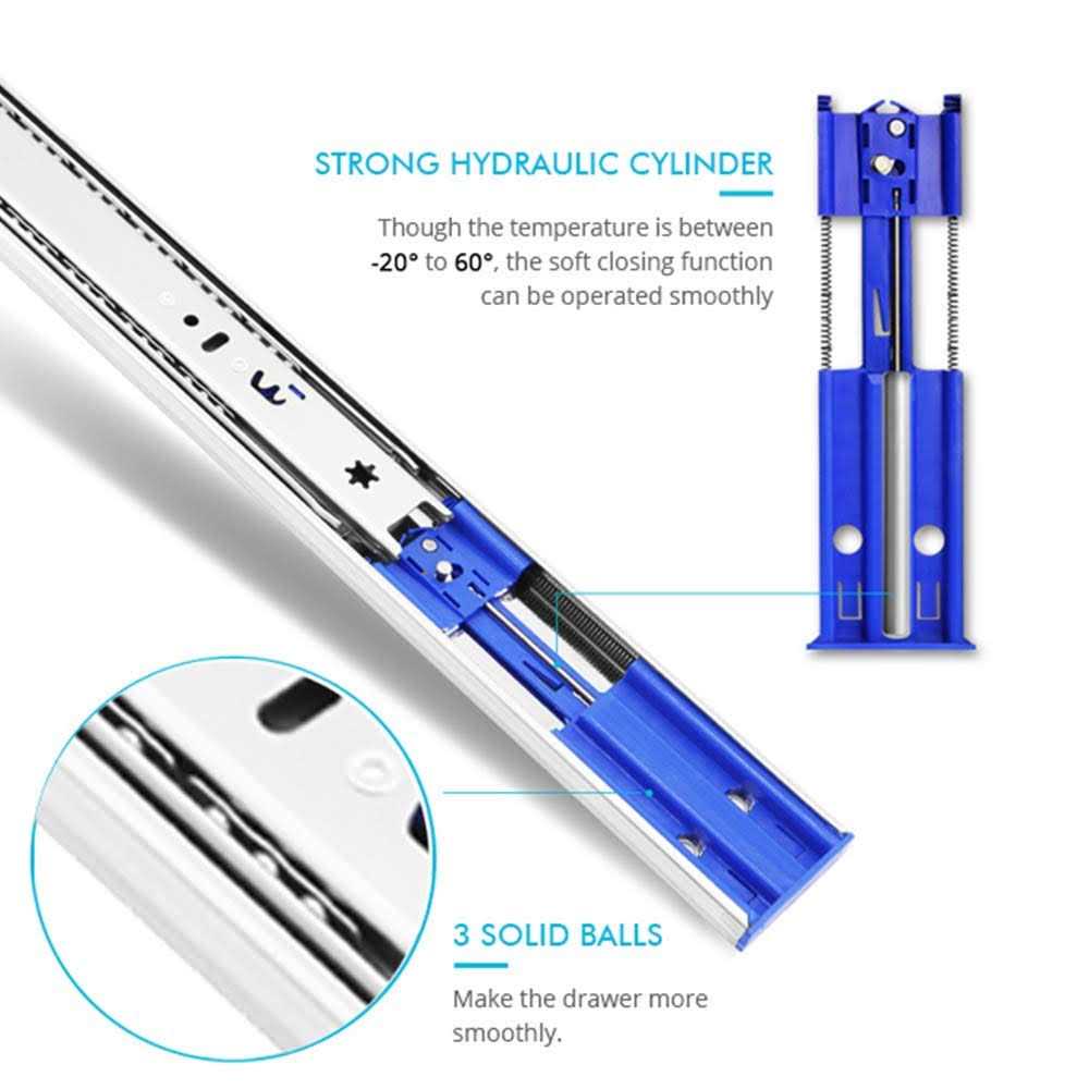 Tobinice 6 Pairs Hardware 3-Section Side Mount Soft Close Full Extension Ball Bearing Drawer Slides,100 LB Capacity Drawer - MT - Mrs Treak