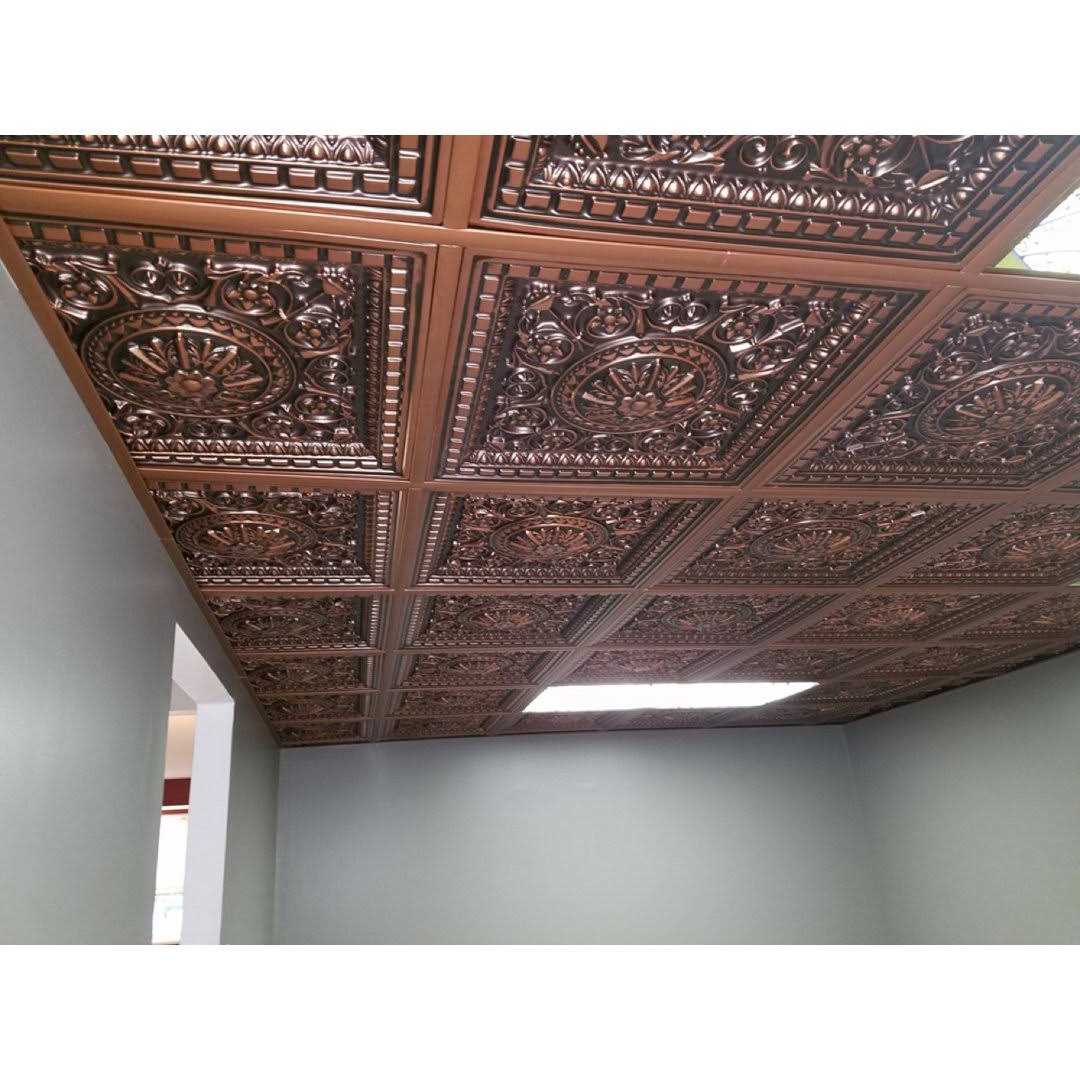 From Plain To Beautiful In Hours Da Vinci 2 ft. x 2 ft. PVC Lay-in Ceiling Tile in Antique Gold - MT - Mrs Treak