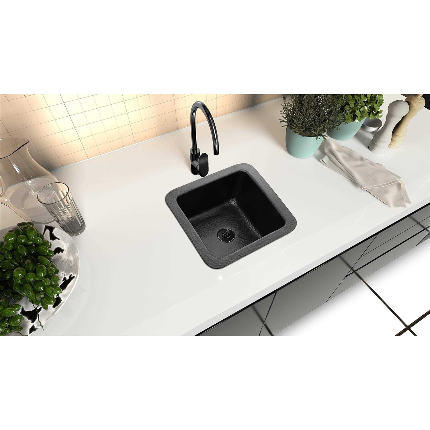 Monarch Abode 19103 Matte Black Hand Hammered Oval Drop-In Bathroom Sink - MT - Mrs Treak