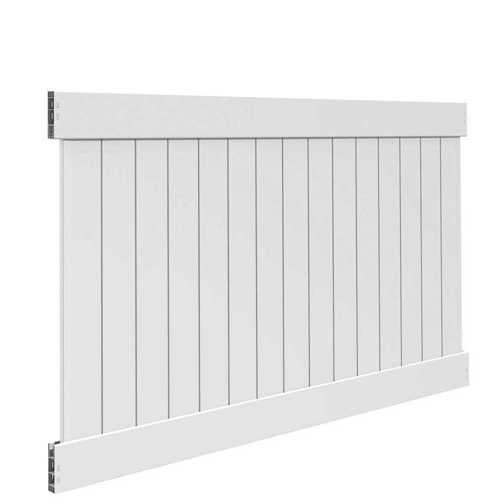 Veranda Linden H x 8 ft. W White Vinyl Privacy Fence Panel Kit - MT - Mrs Treak