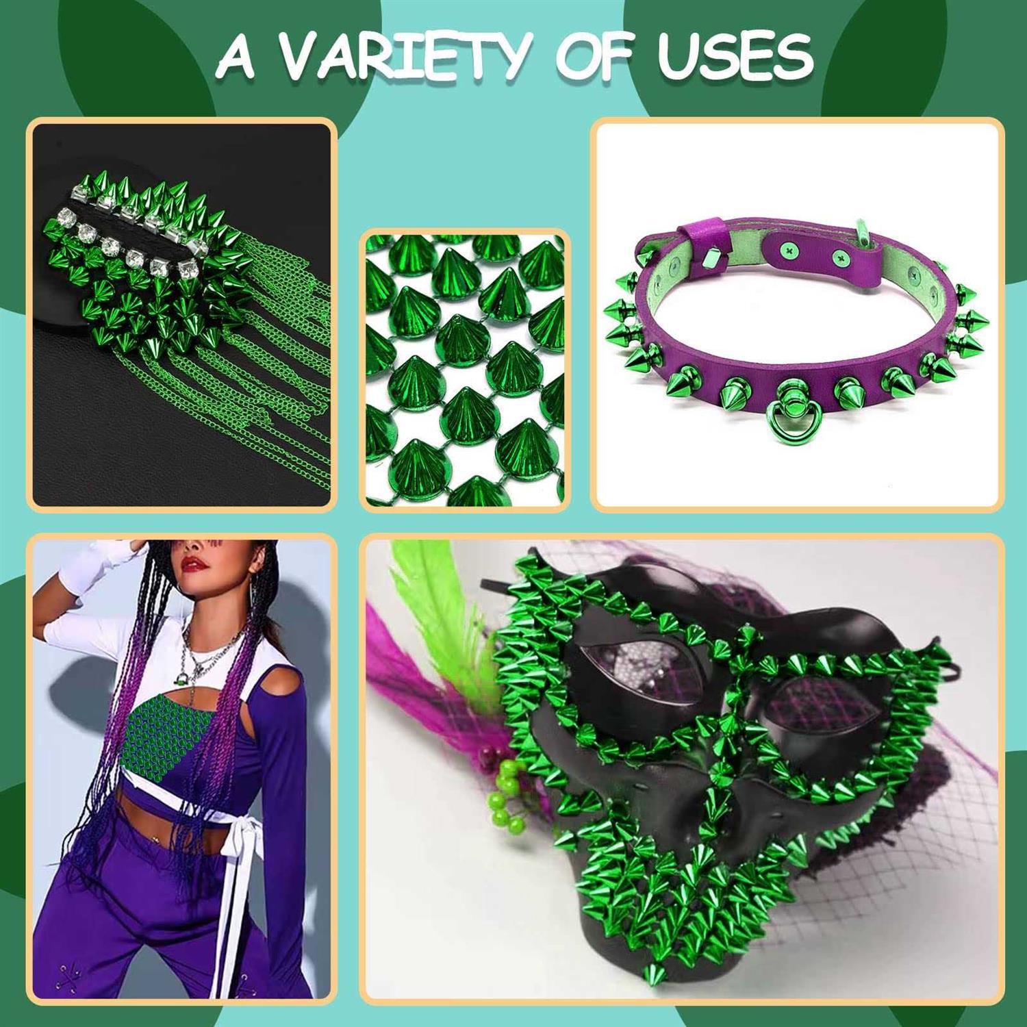 Yhsheen 1 Yard Sew Stitch On Spike Stud Rivet Flat-Back Punk Rock Trim Ribbon mesh Bead Craft - MT - Mrs Treak