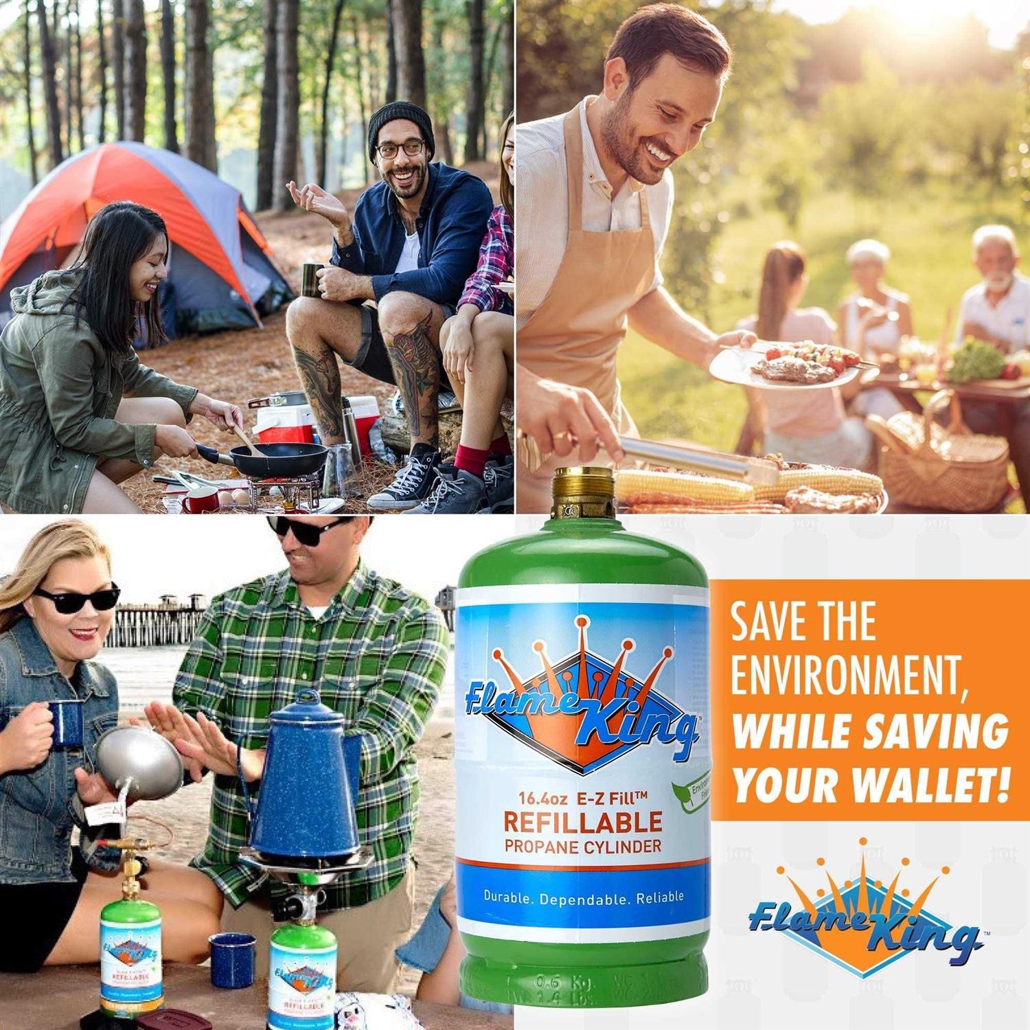 Flame King 1 lb. Refillable Propane Cylinder - MT - Mrs Treak