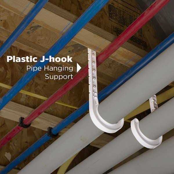 The Plumber’s Choice PEX Tubing J-Hook Hanger with Nails, Isolates Pipe and Wire from Framing - MT - Mrs Treak