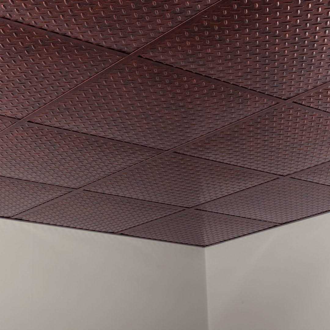 Fasade Diamond Plate Decorative Vinyl 2ft x 2ft Lay In Ceiling Tile - MT - Mrs Treak