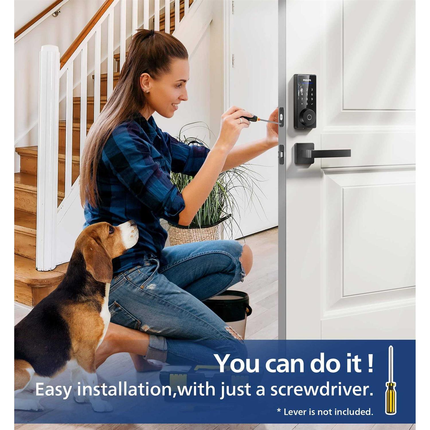 Philips Smart Lock, Fingerprint Door Lock, Keyless Entry Door Lock, Electronic Door Lock, Touchscreen Keypad Deadbolt - MT - Mrs Treak