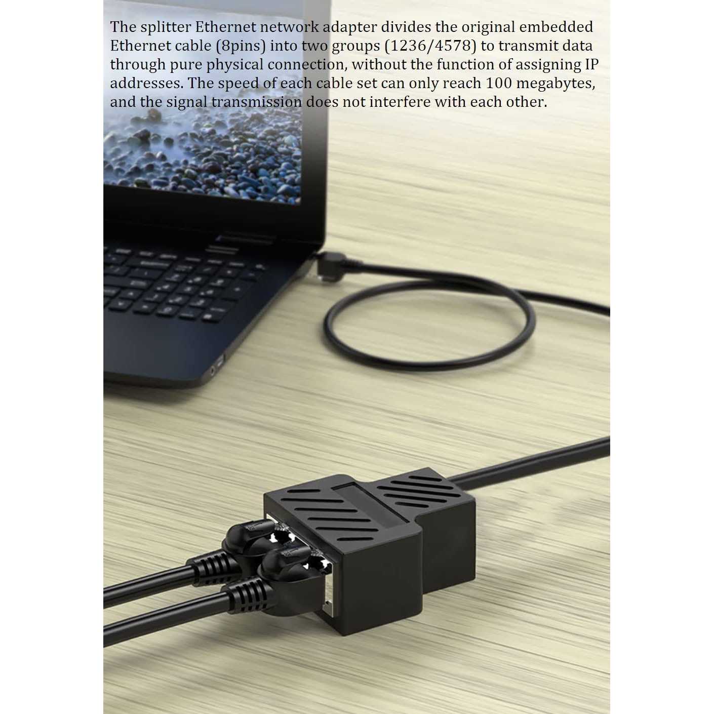 Ethernet Splitter 1 to 2 RJ45 Network Adapter Suitable for Computer/Router/Network Box with RJ45 Interface - MT - Mrs Treak