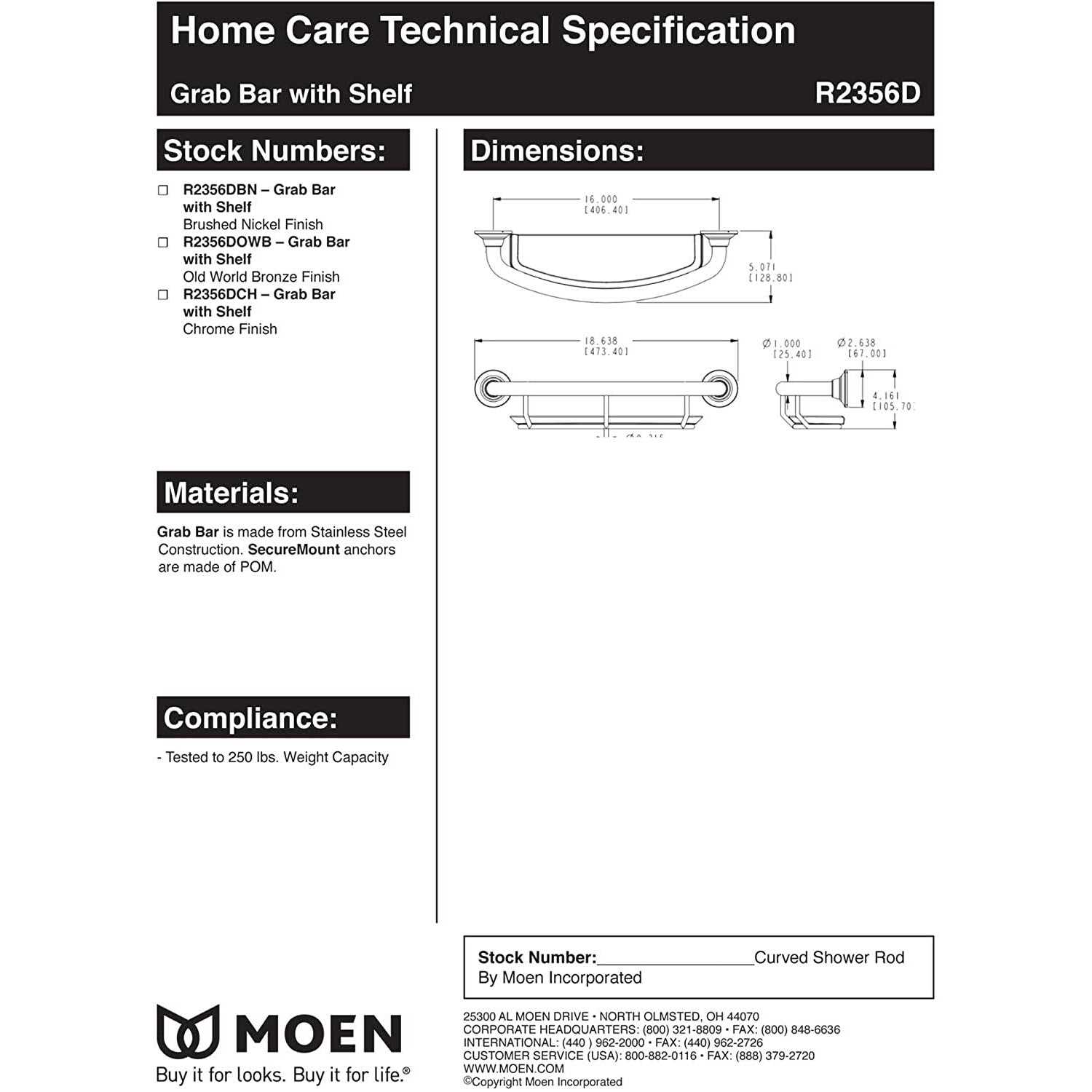 Moen Grab Bar - MT - Mrs Treak