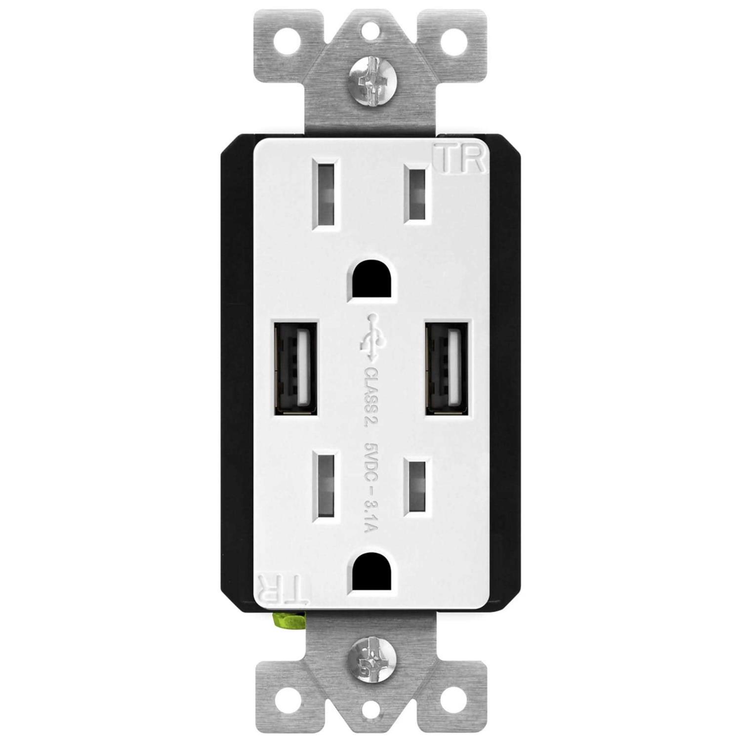 TOPGREENER 1-Gang Decorator/Rocker Outlet Plastic Screwless Midsize Wall Plate with Nightlight - MT - Mrs Treak
