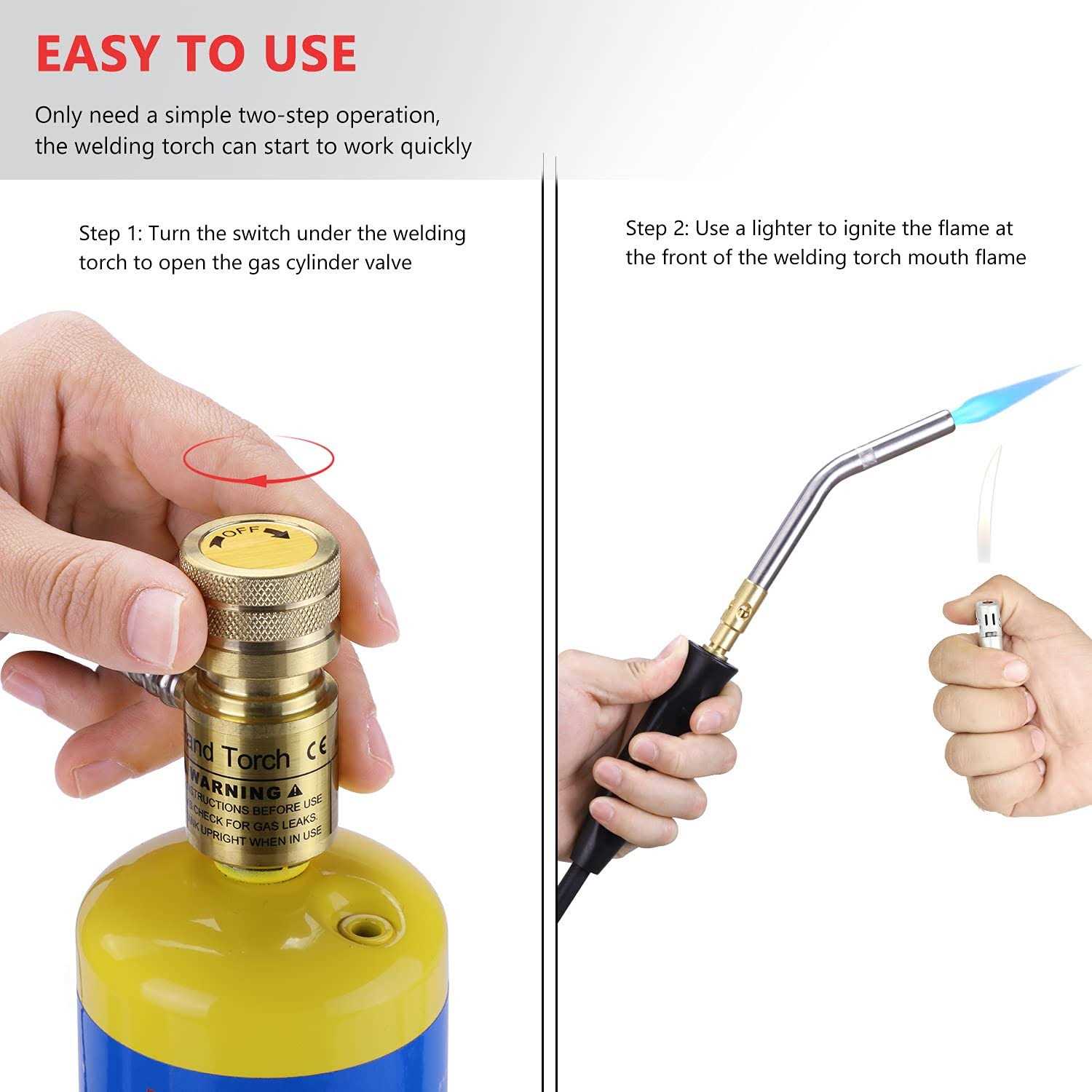 Propane Torch Hand Hose Mapp Gas Torch,Welding Torch,Hose Length 1.5M/60Maximum Operating Temperature 1900°C/3600°F-with Hook - MT - Mrs Treak