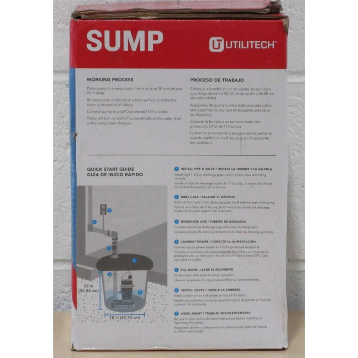 Utilitech 0.33-HP Thermoplastic Submersible Utility Pump 148002 - MT - Mrs Treak