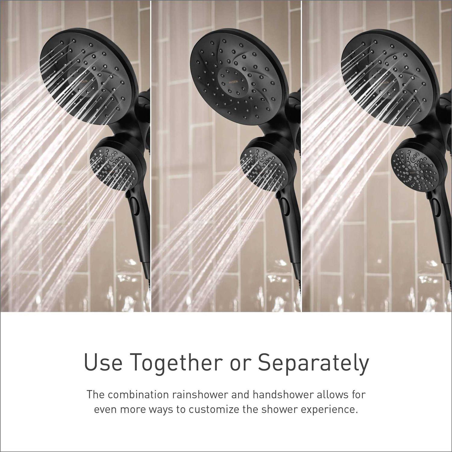 Moen Magnetix Graeden Handheld and Shower head Combo, Matte Black 1-handle Multi-head Round Bathtub and Shower Faucet Valve Included 82137BL - MT - Mrs Treak