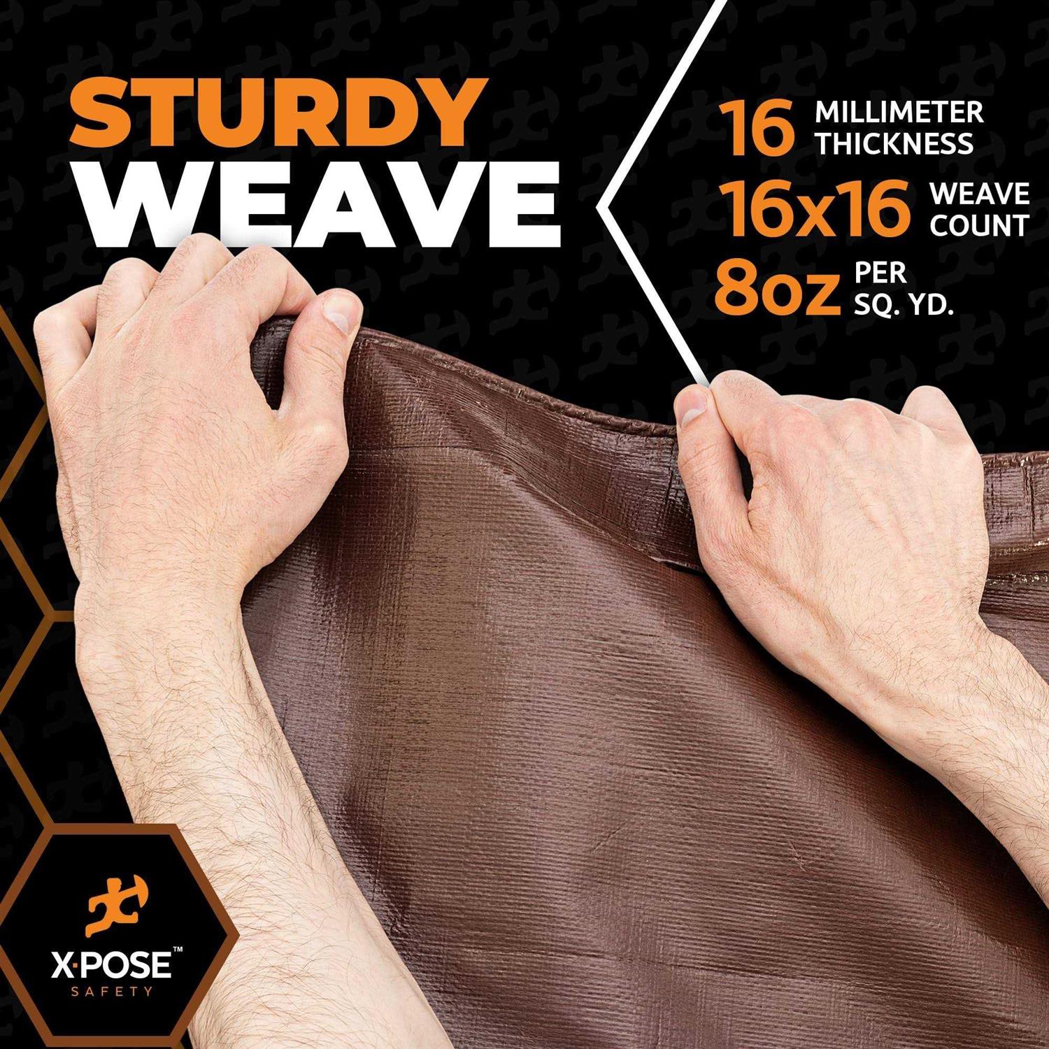 Xpose Safety Super Heavy Duty 16 Mil Brown Poly Tarp - MT - Mrs Treak