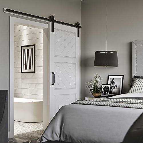 WINSOON 5-18FT Sliding Barn Wood Door Hardware Cabinet Closet Kit Antique Style for Double Doors Black Surface - MT - Mrs Treak