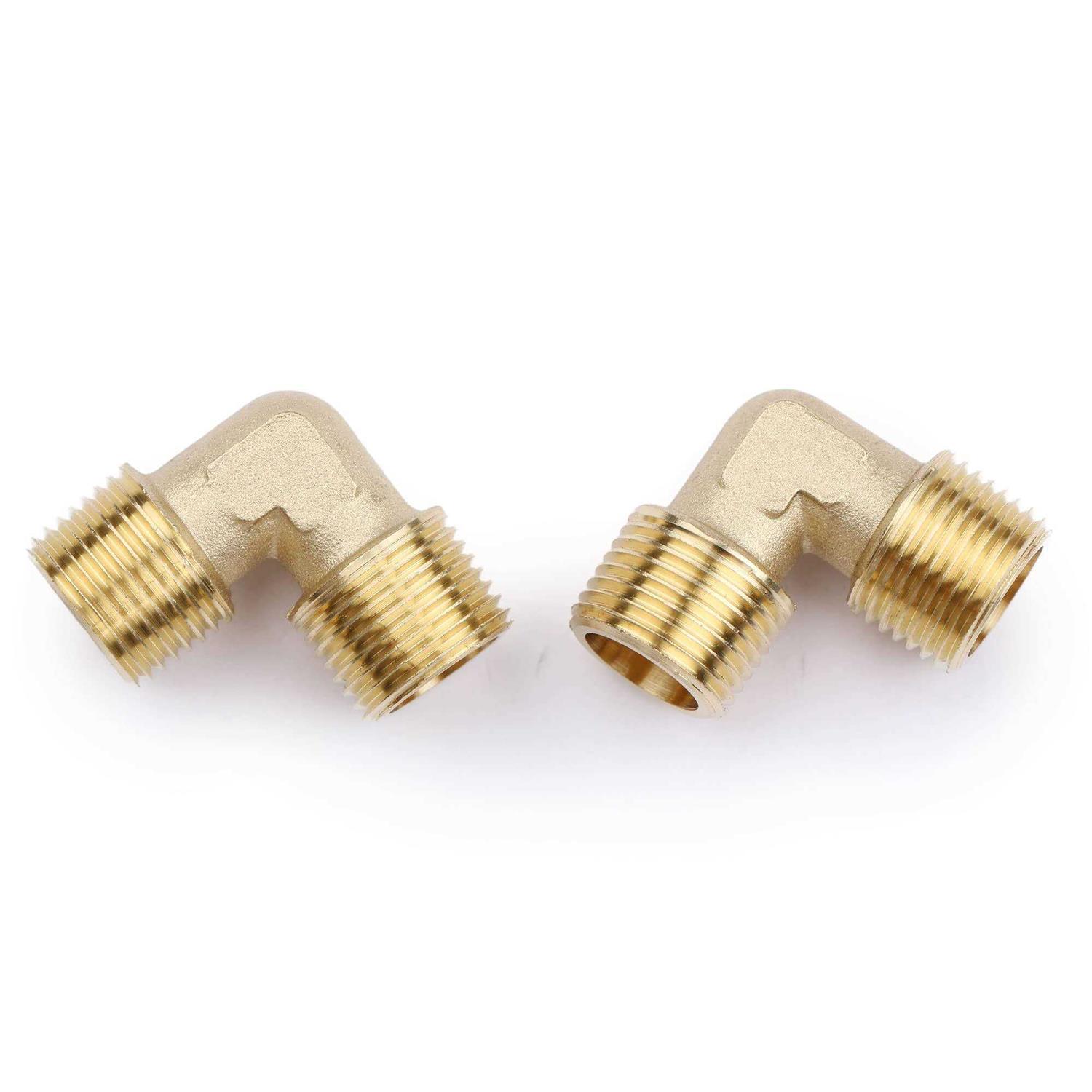 U.S. Solid 2pcs 90 Degree Barstock Street Elbow Brass Pipe Fitting NPT Male Pipe NPT Female - MT - Mrs Treak