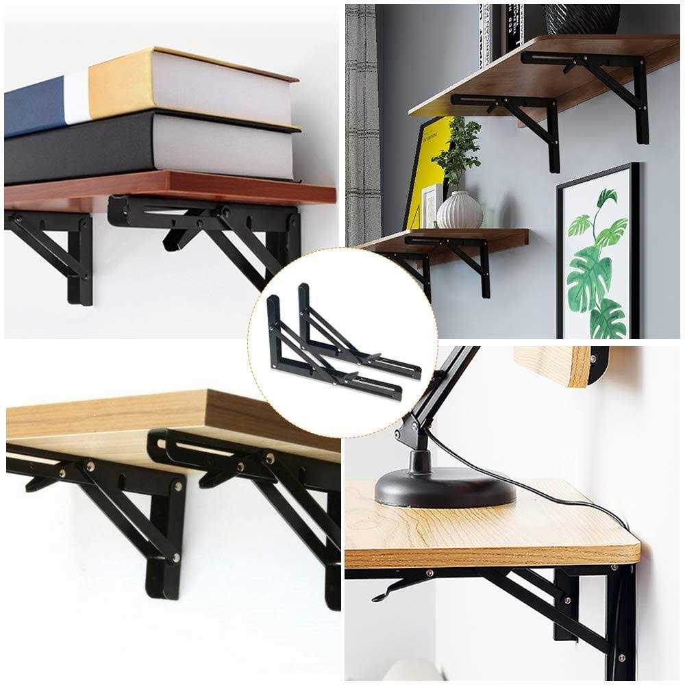Storystore Folding Collapsible Shelf Brackets Heavy Duty Metal for Bench Table Shelf Bracket - MT - Mrs Treak