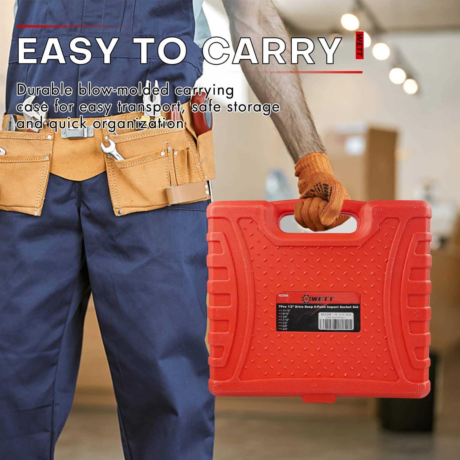 WETT 1/2 Drive Deep 6-Point Impact Socket Set/Spindle Axle Nut Impact Socket Set 9Pcs - MT - Mrs Treak