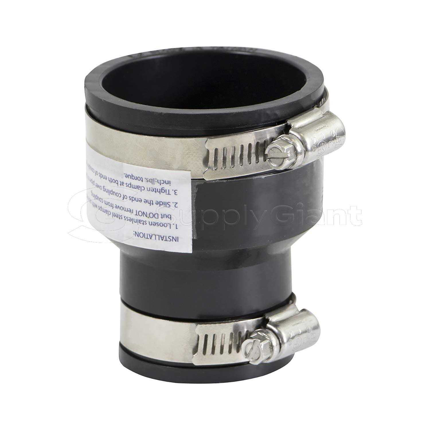 Supply Giant 6I4J Flexible Pvc Reducing Coupling with Stainless Steel Clamps - MT - Mrs Treak