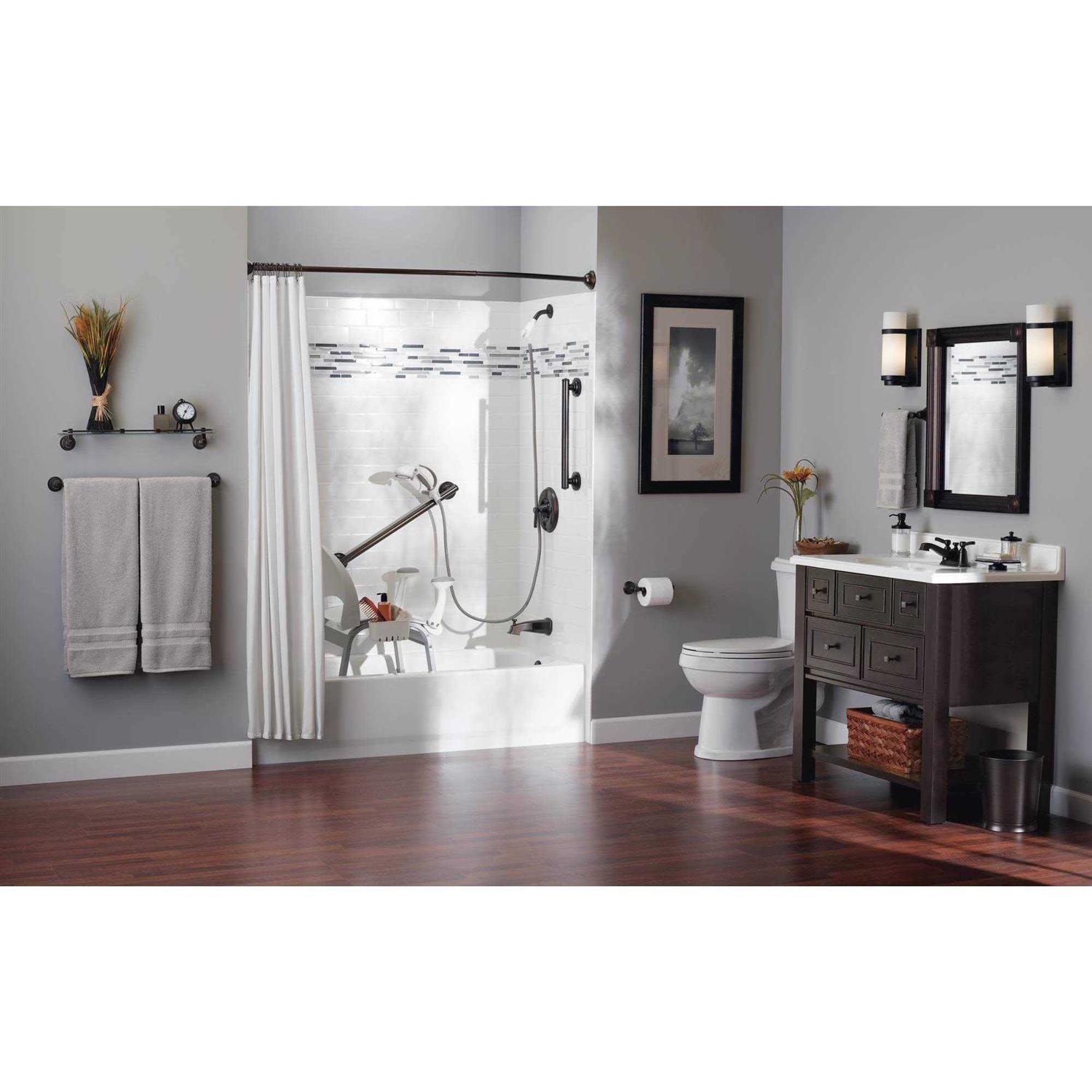 Moen Chrome 16 Grab Bar with Shelf LR2356DCH - MT - Mrs Treak