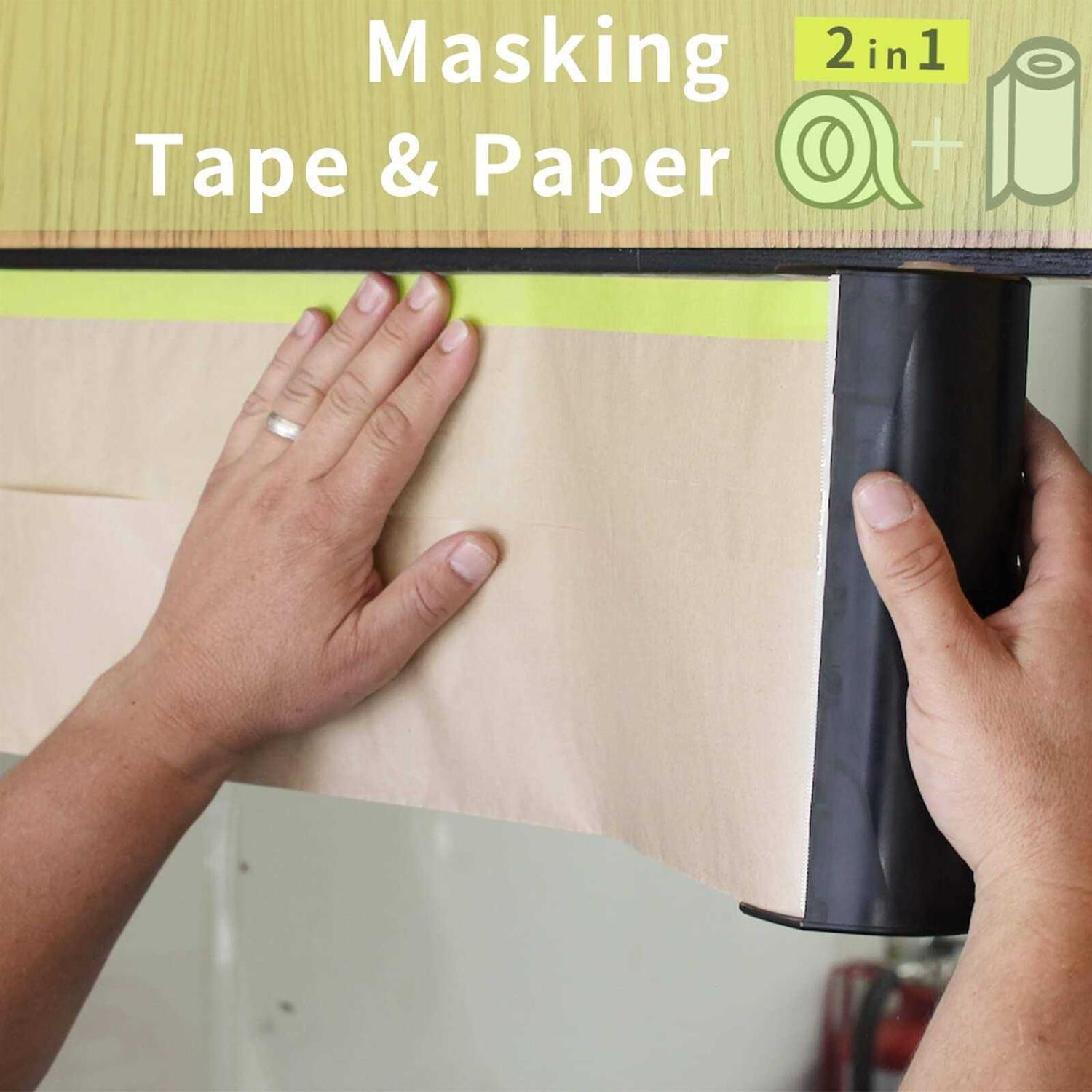 Tangibay Pre-Taped Masking Paper for Painting 50 feet Tape and Drape Painters Paper - MT - Mrs Treak