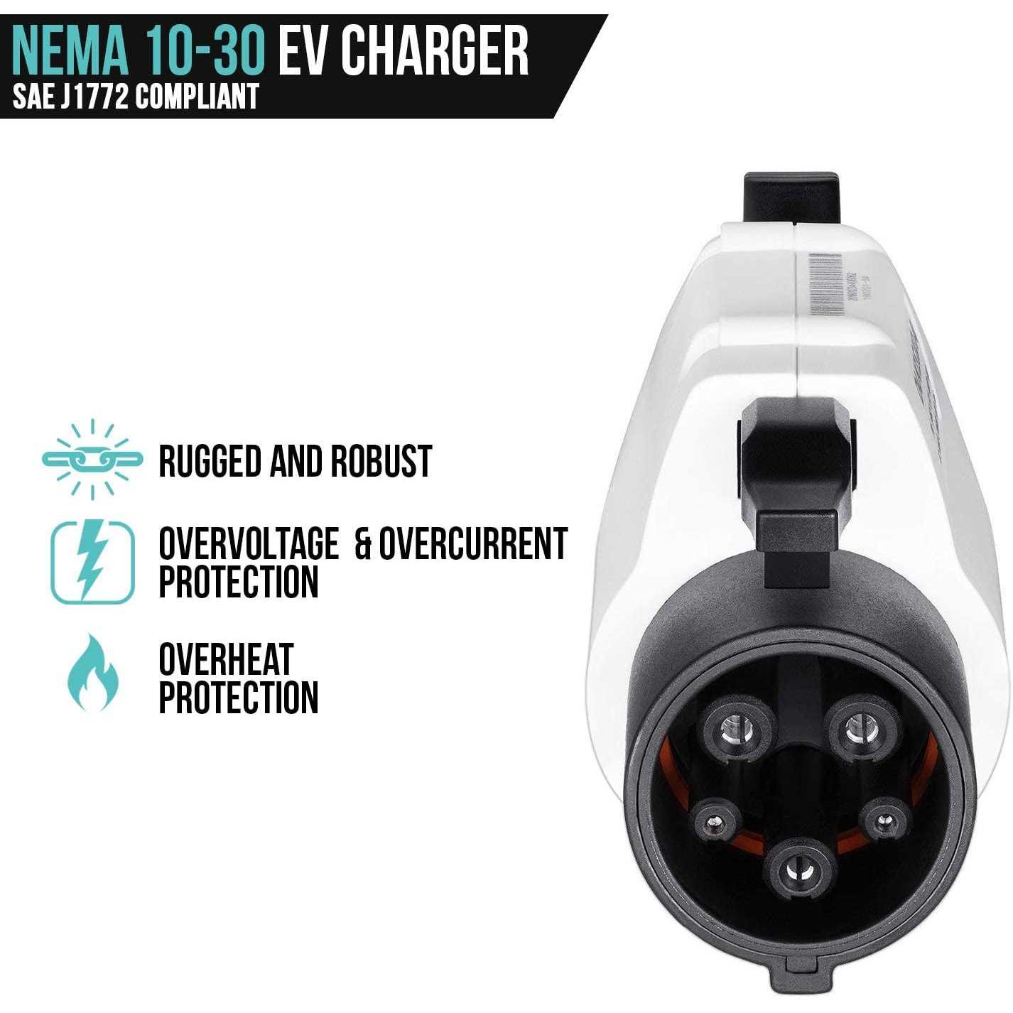 Lectron 110V 16 Amp Level 1 EV Charger with 21ft Extension Cord J1772 Cable & NEMA 5-15 Plug - MT - Mrs Treak