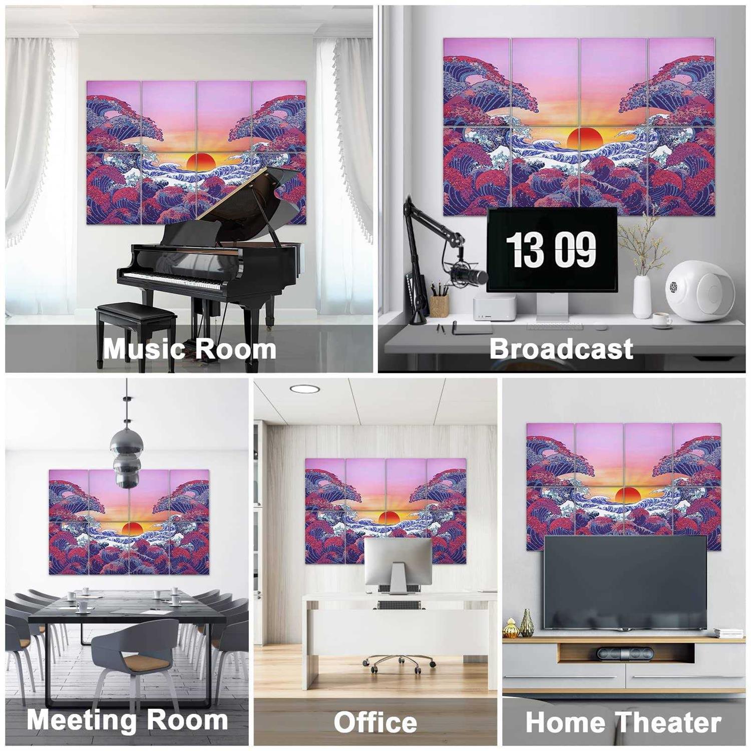 Tutmyrea Art Acoustic Panels 48 x 32 Self-adhesive Sound Proofing Padding 8 Pack Acoustical Soundproof Wall Panels - MT - Mrs Treak