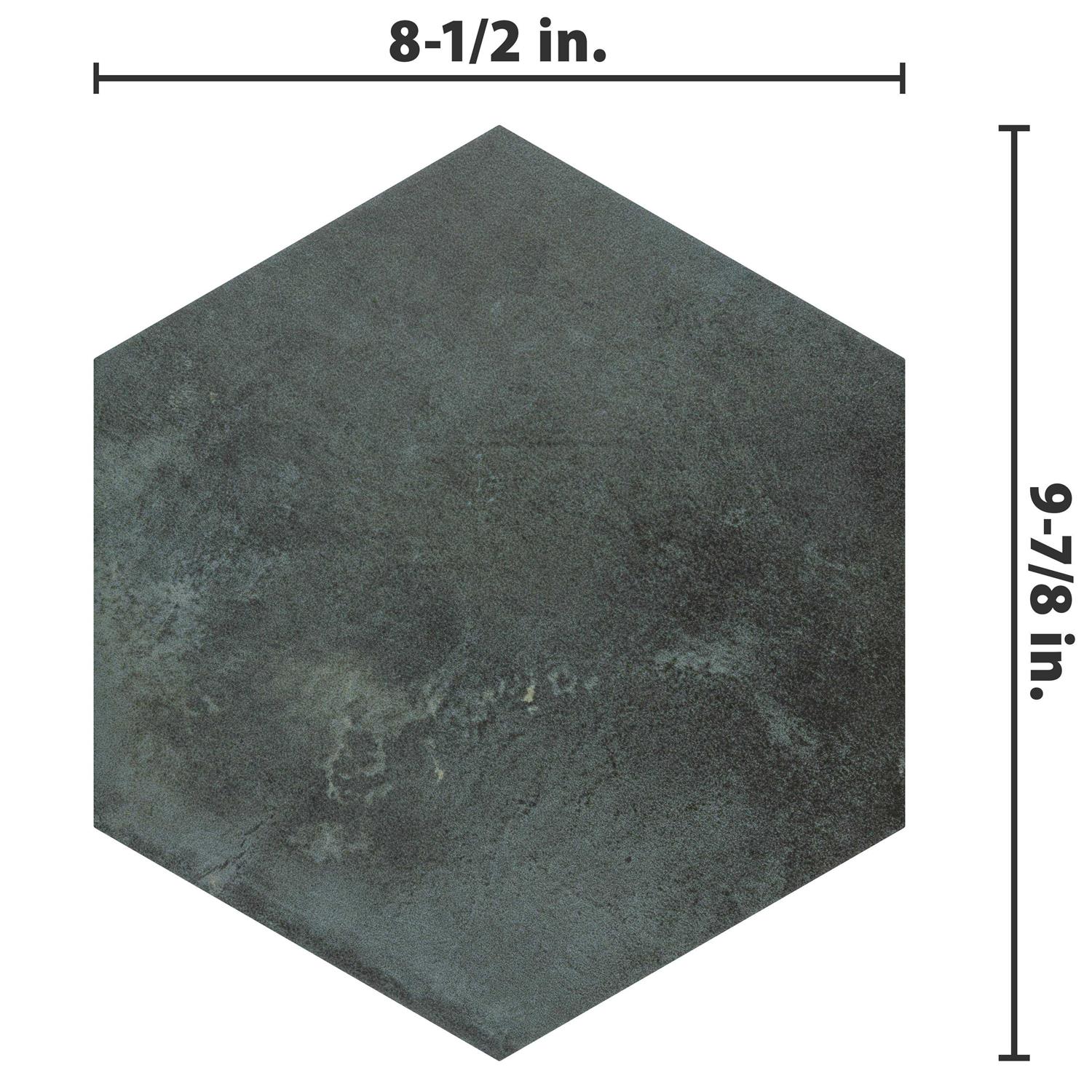 Merola Tile Industrial Hex Green 8-1/2 x 9-7/8 Porcelain Floor and Wall Tile - MT - Mrs Treak