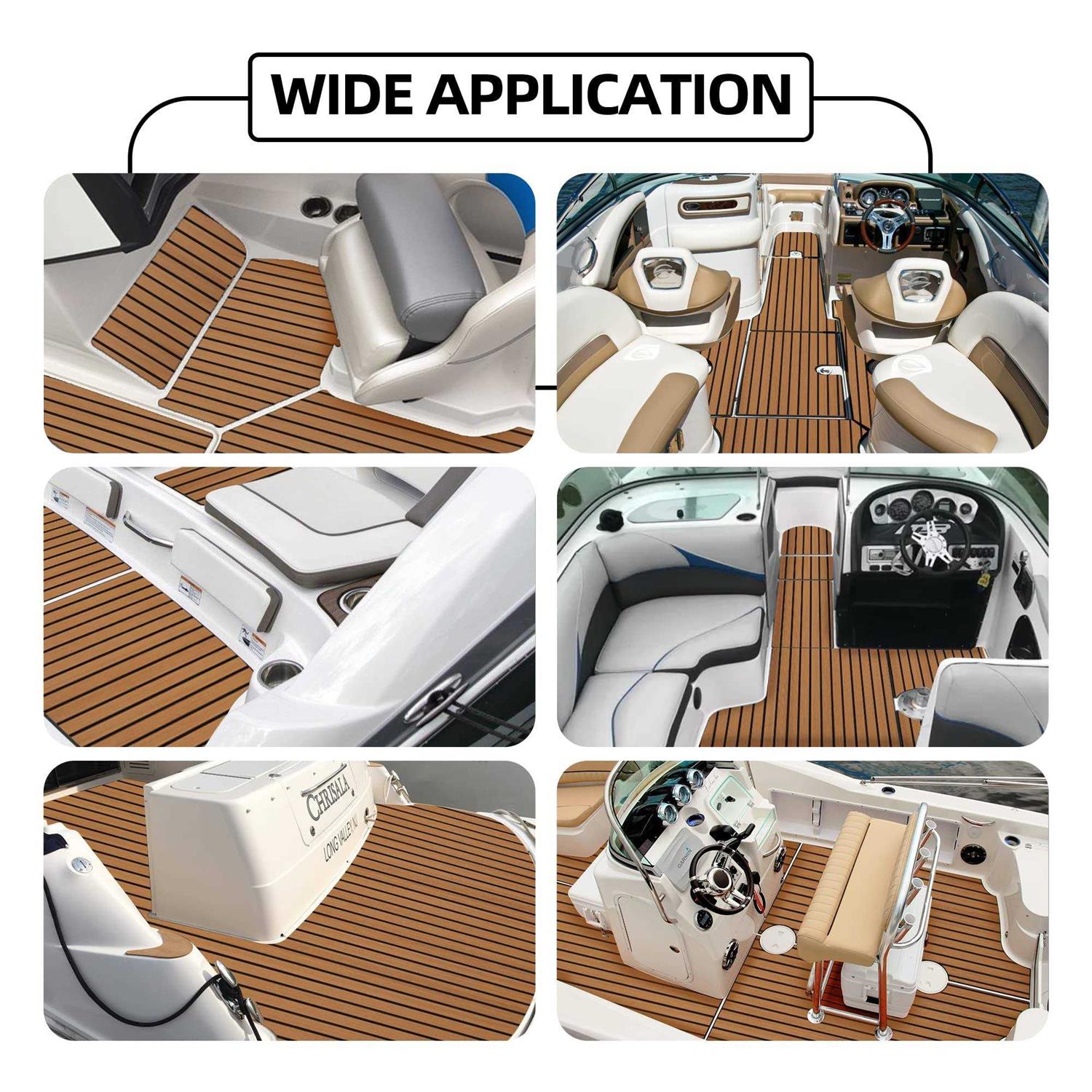 FOCEAN Boat Flooring EVA Foam Boat Decking Faux Teak Marine Flooring Boat Mat Boat Carpet Sheet for Motorboat RV Yacht Kayak Surfboard - MT - Mrs Treak