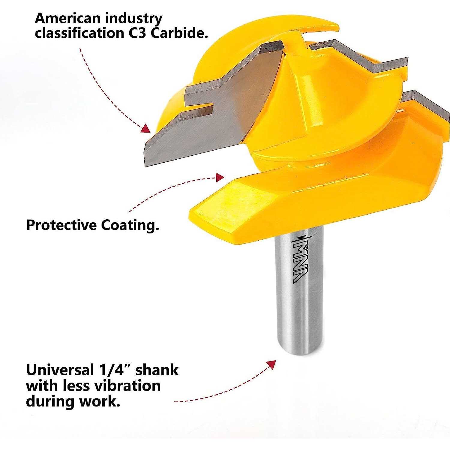 Mna 45 Degree Lock Miter Router Bit 3-Piece Set - MT - Mrs Treak